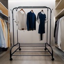 Perchero de Ropa Multifuncional Doble para Dormitorio Negro