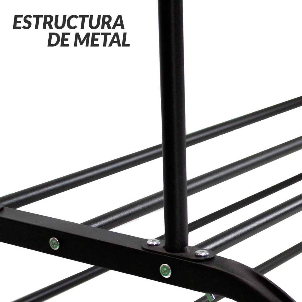 Perchero de Ropa Multifuncional Doble para Dormitorio Negro