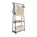 Perchero de Ropa Multifuncional con Ruedas para Dormitorio Negro