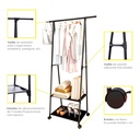 Perchero de Ropa Multifuncional con Ruedas para Dormitorio Negro