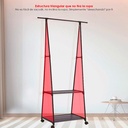 Perchero de Ropa Multifuncional con Ruedas para Dormitorio Negro
