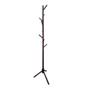 Perchero de madera minimalista estilo oriental de pie con 8 ganchos  (Nogal)