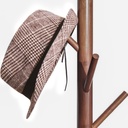 Perchero de madera minimalista estilo oriental de pie con 8 ganchos  (Nogal)