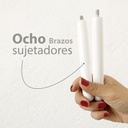 Perchero de madera minimalista estilo oriental de pie con 8 ganchos (Blanco)