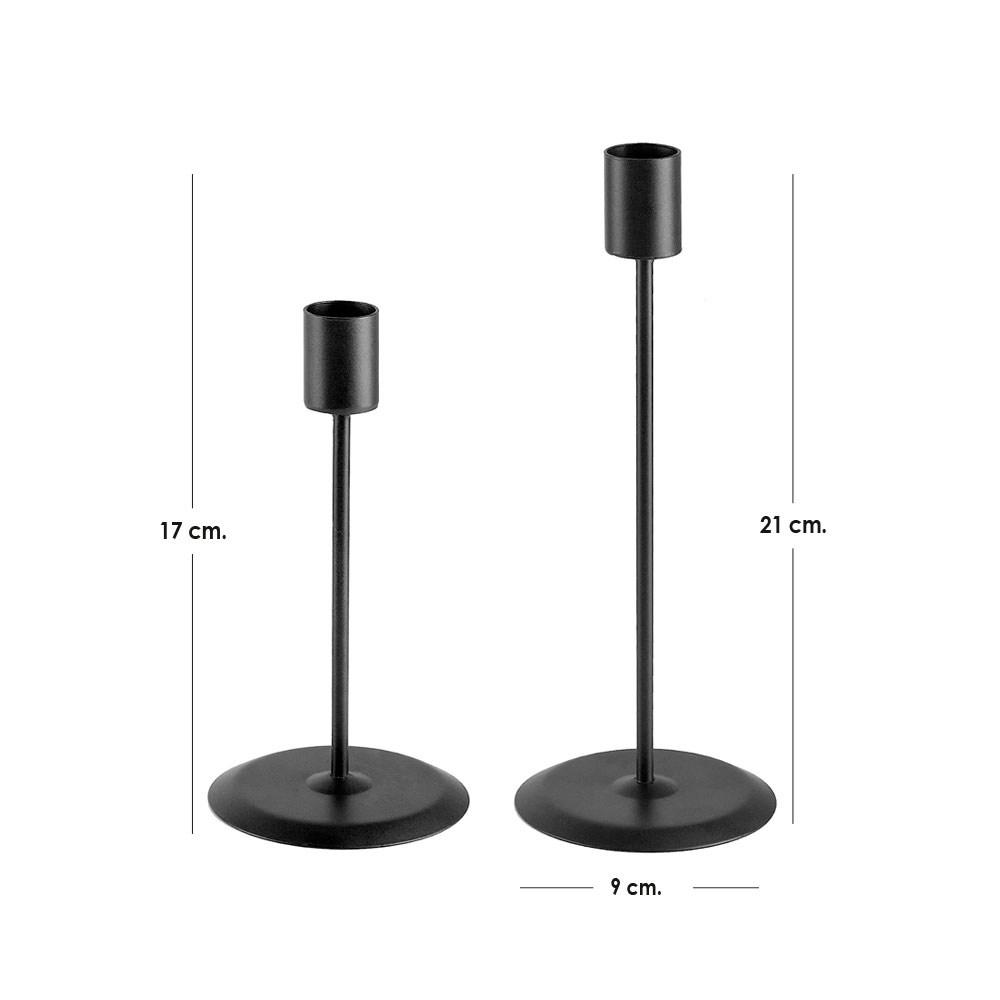 Juego de Portavelas Metálico Ilios Innova Negro