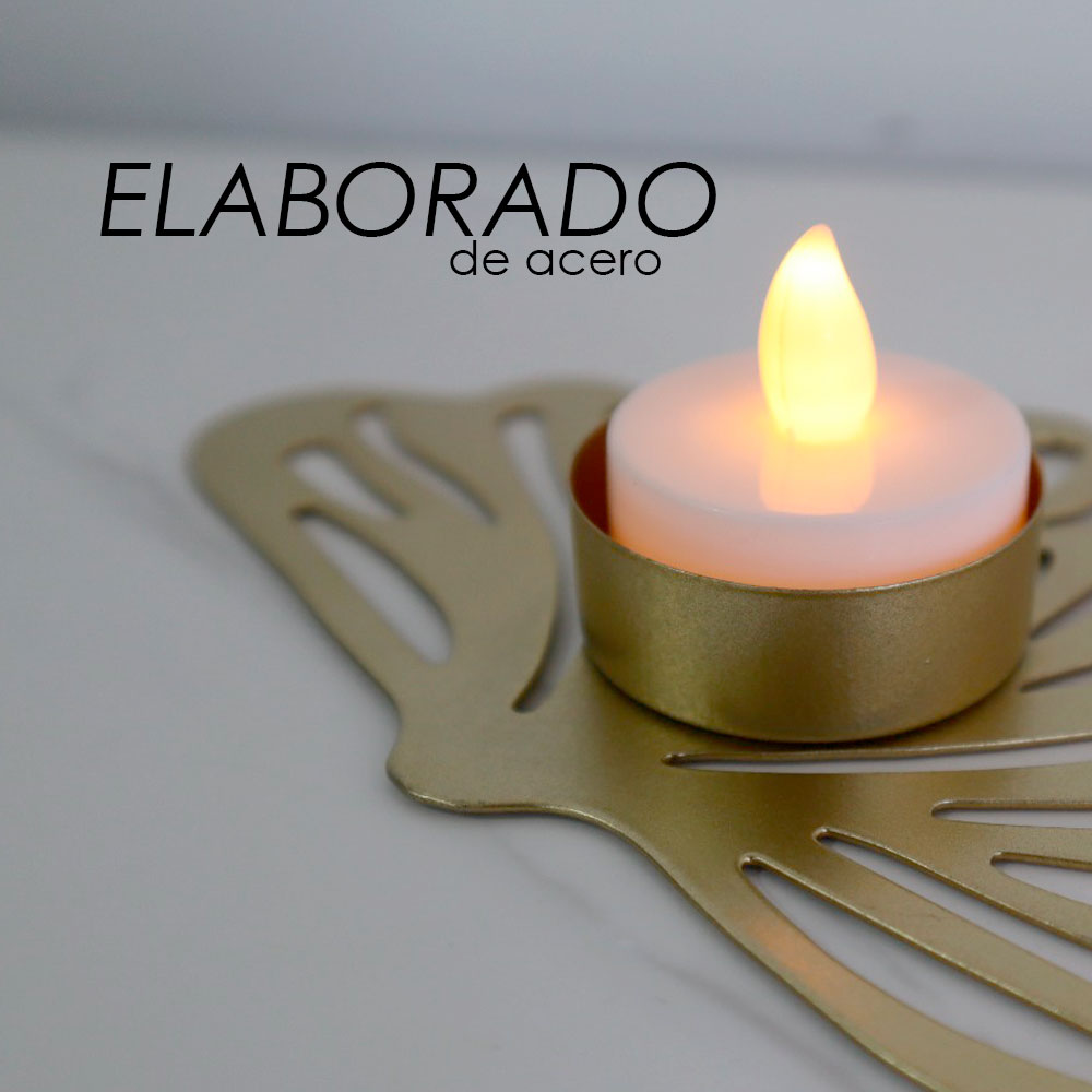 Portavela de Mesa Ilios Innova Hoja Magnolia Dorada