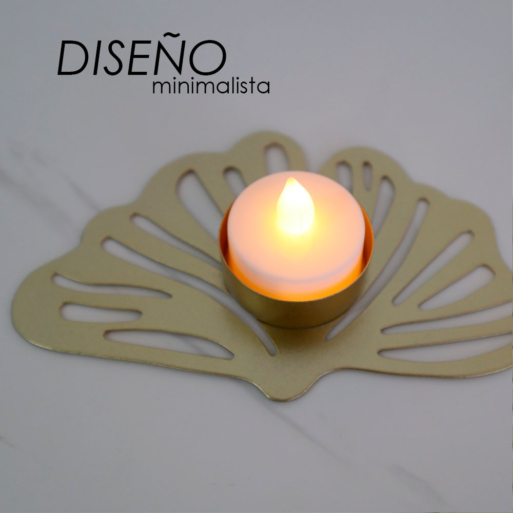 Portavela de Mesa Ilios Innova Hoja Magnolia Dorada