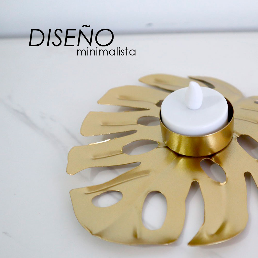 Portavela de Mesa Ilios Innova Hoja Palma Dorada
