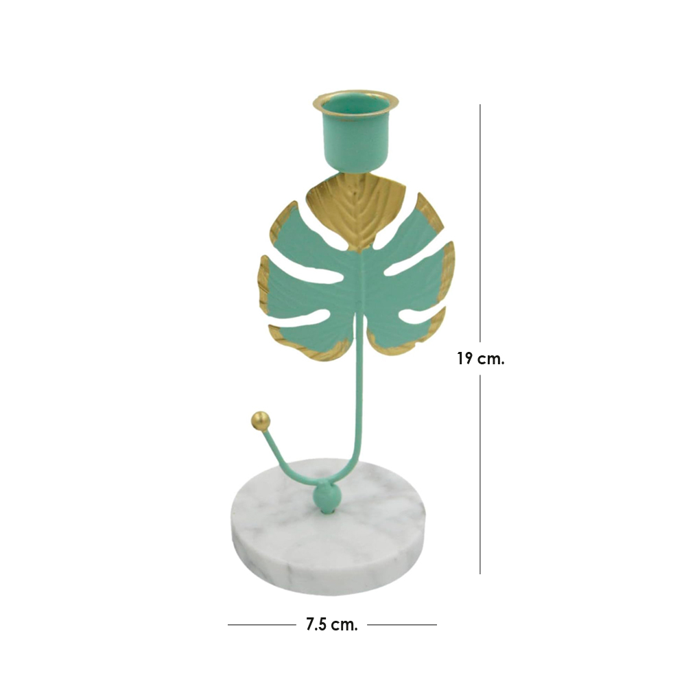 Portavela de Mesa Iliosinnova Base Mármol Floral color Verde