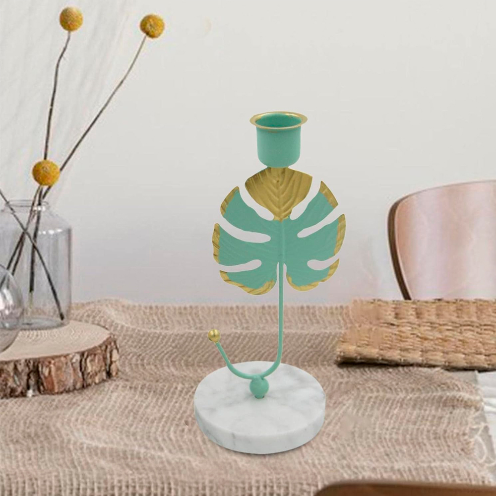 Portavela de Mesa Iliosinnova Base Mármol Floral color Verde