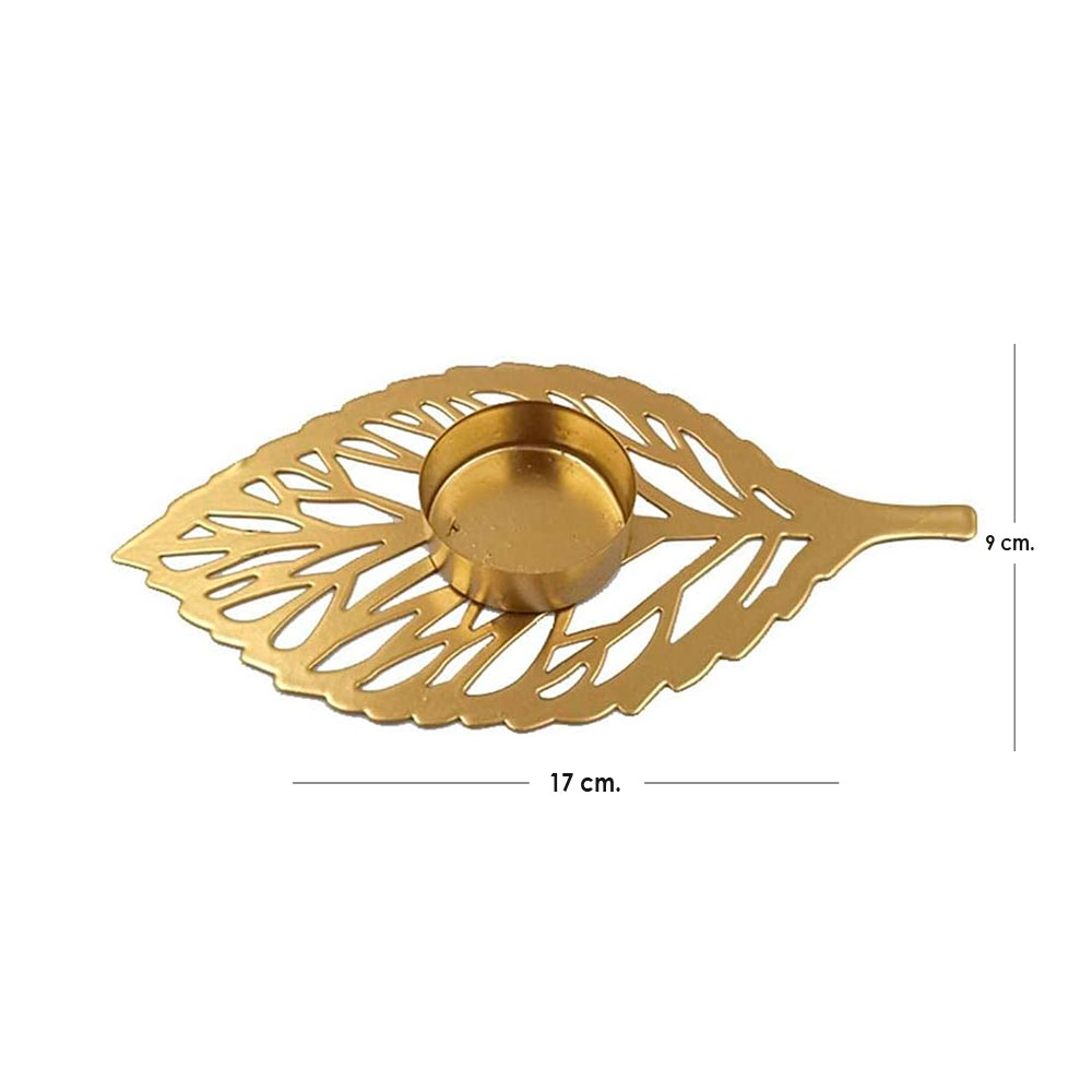 Portavela de Mesa Iliosinnova Hoja de Linden Dorada