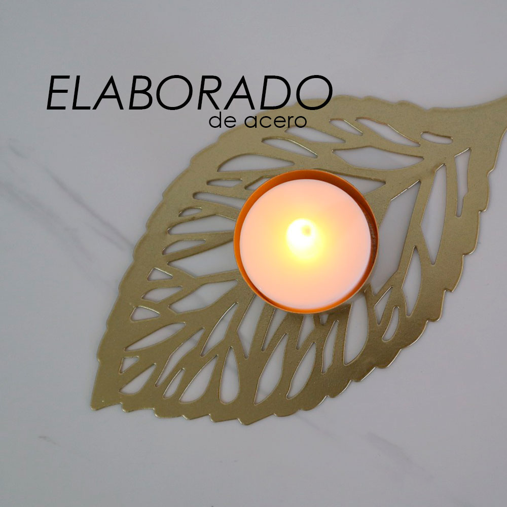 Portavela de Mesa Iliosinnova Hoja de Linden Dorada