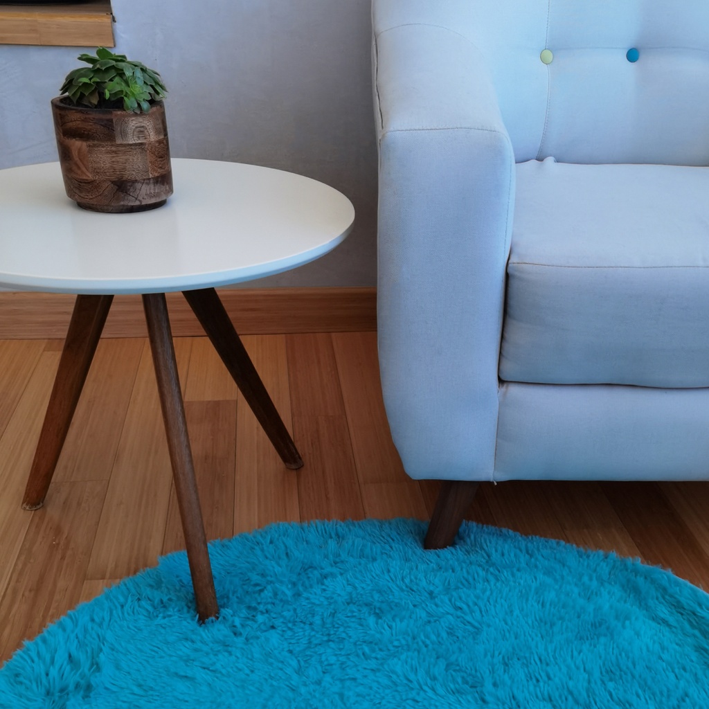 Tapete shag redondo Aqua