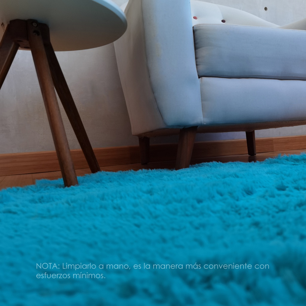 Tapete shag redondo Aqua