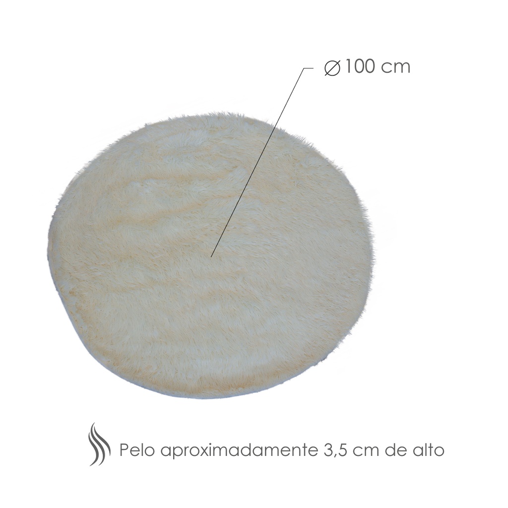 Tapete shag redondo Crema
