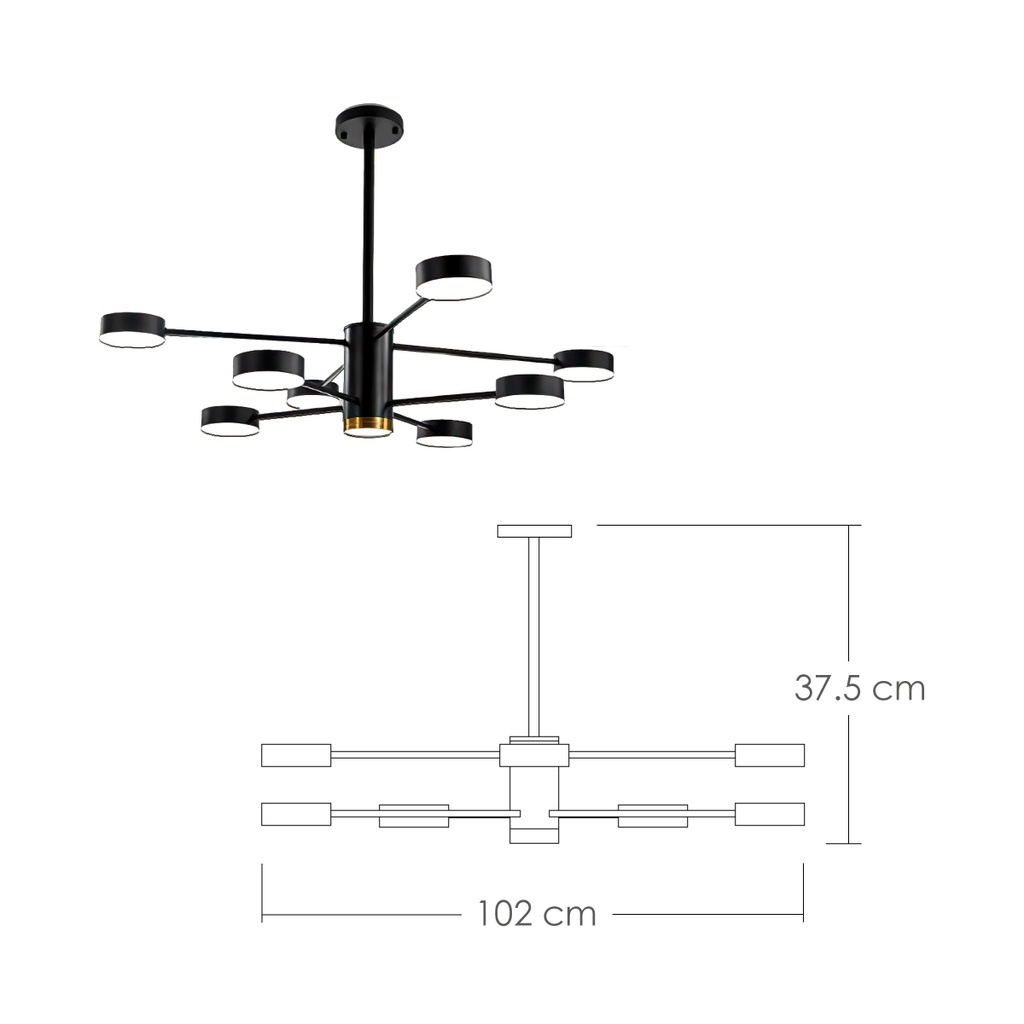Lámpara colgante 2266 8 1 Negro