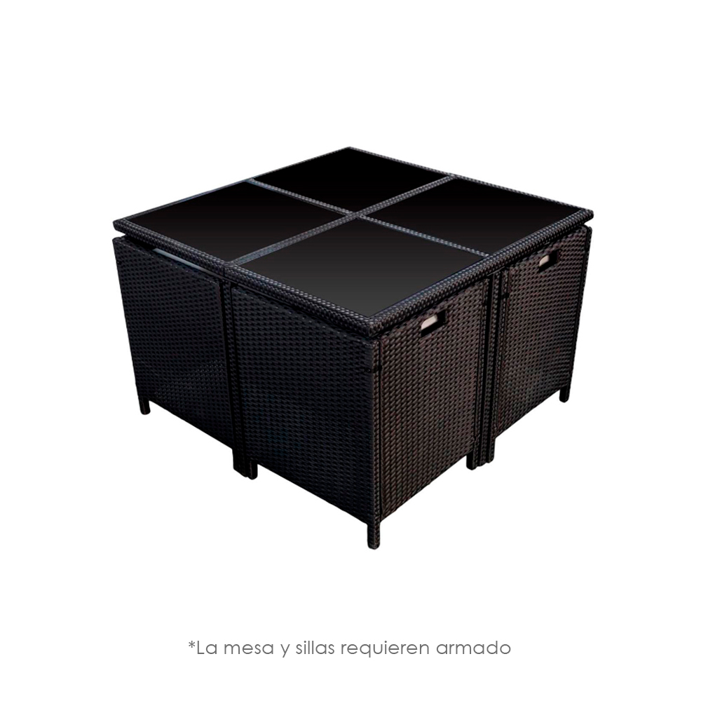 Comedor para Jardín Juego de 8 Sillas con Mesa de Vidrio Ilios Innova Exterior