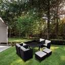 Comedor para Jardín Juego de 8 Sillas con Mesa de Vidrio Ilios Innova Exterior