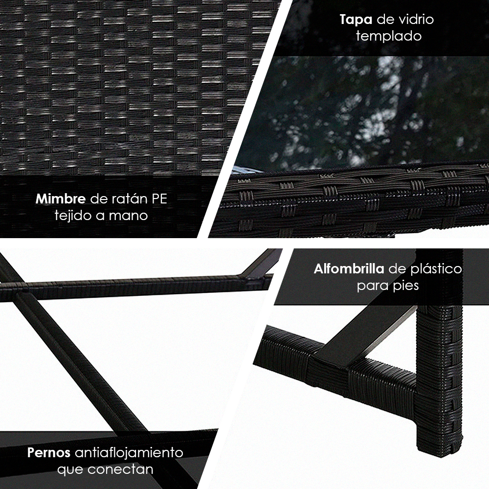 Comedor para Jardín Juego de 8 Sillas con Mesa de Vidrio Ilios Innova Exterior