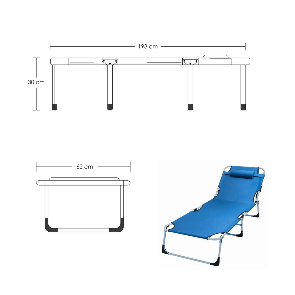 Camastro plegable de playa (Azul)