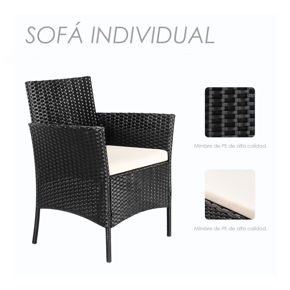 2 Salas de Jardin 4P Negro con Blanco