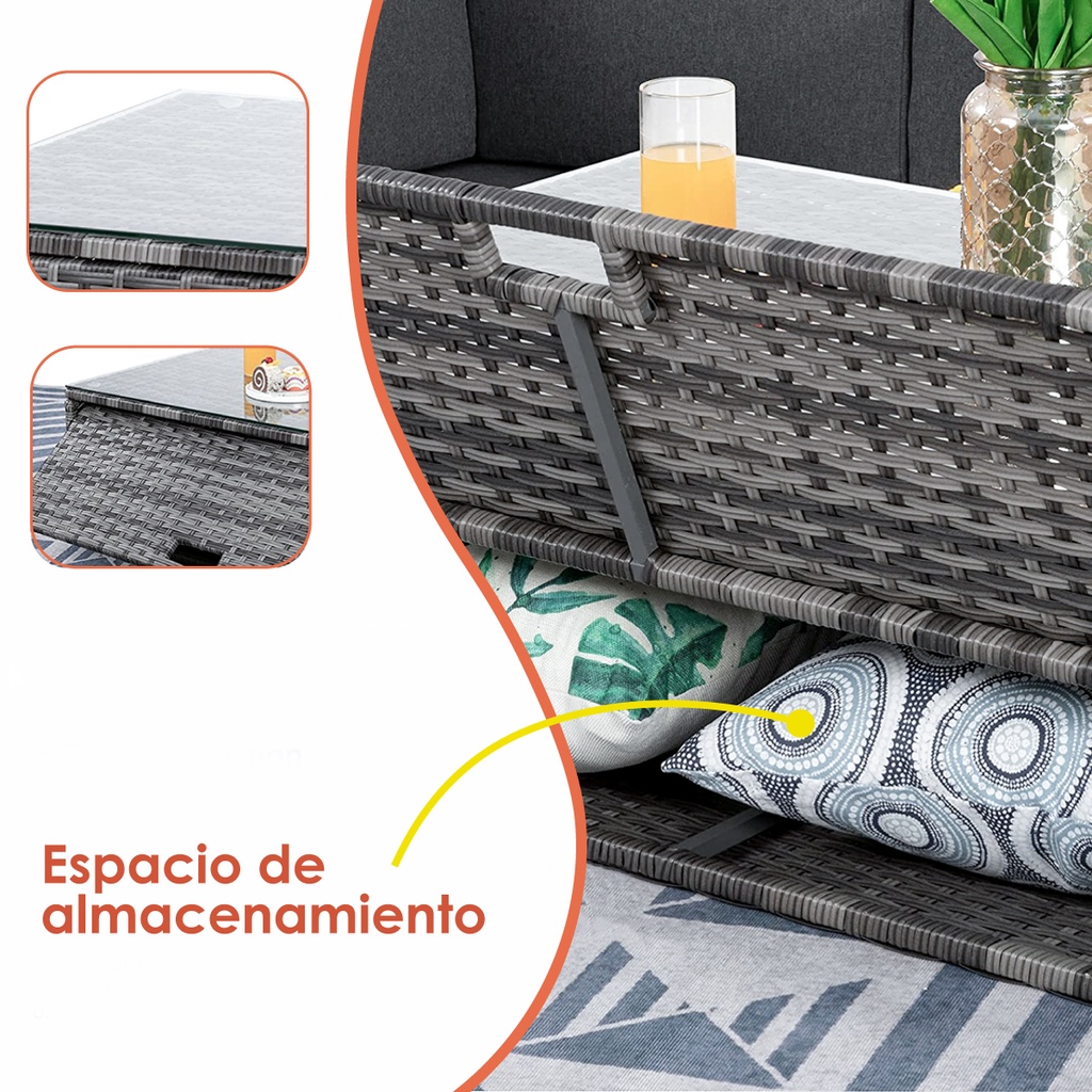 Juego de sala esquinera para jardín Gris