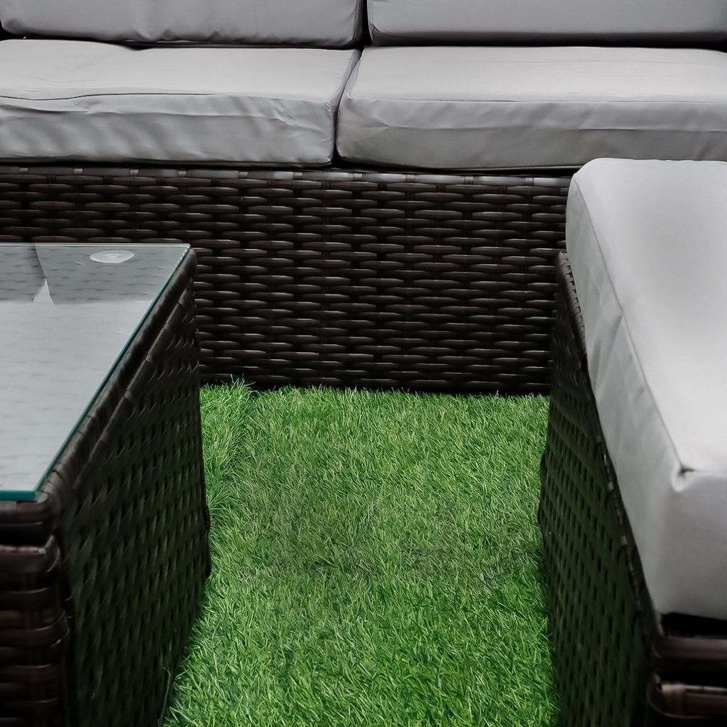 Juego de sala esquinera para jardín de mimbre exteriores