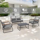 Sala de Jardín de 4 Piezas Gris