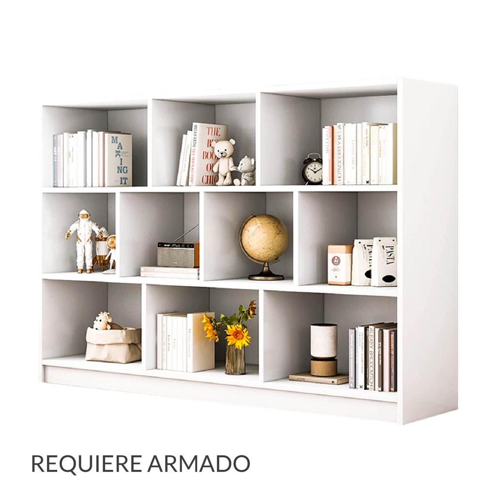Librero organizador de 10 cubos (blanco)