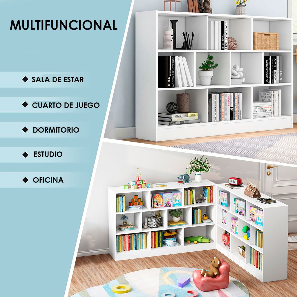 Librero organizador de 10 cubos (blanco)