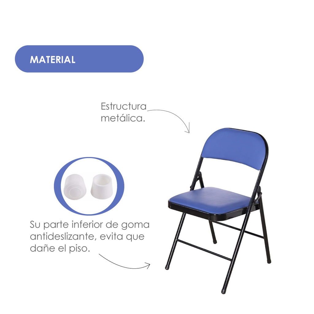 6 Sillas Plegables Azul con Negro