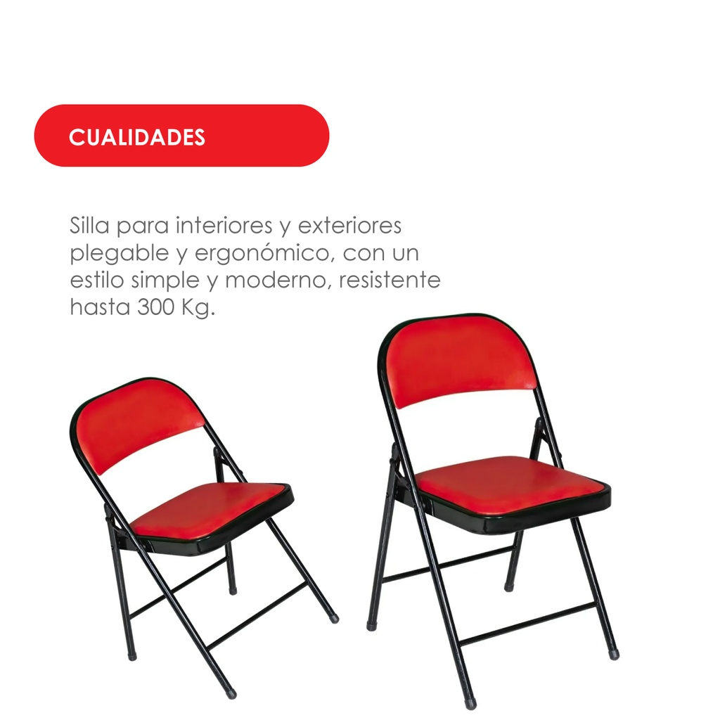 6 Sillas Plegables Rojo con Negro