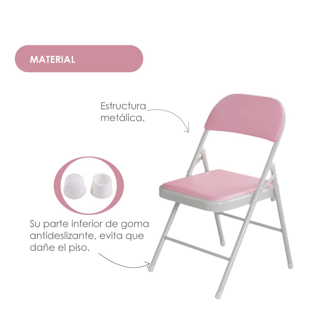 6 Sillas Plegables Rosa