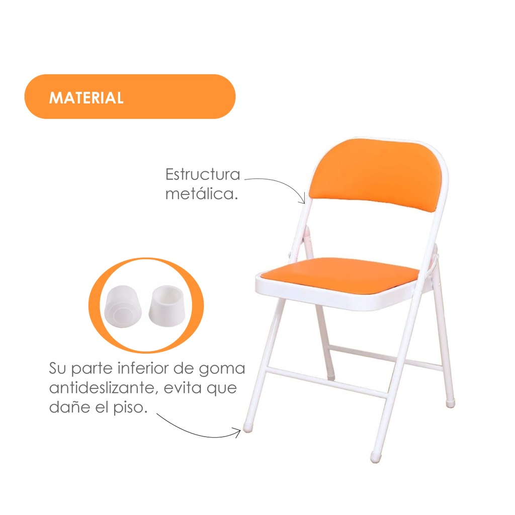 Silla plegable acojinada  Anaranjado