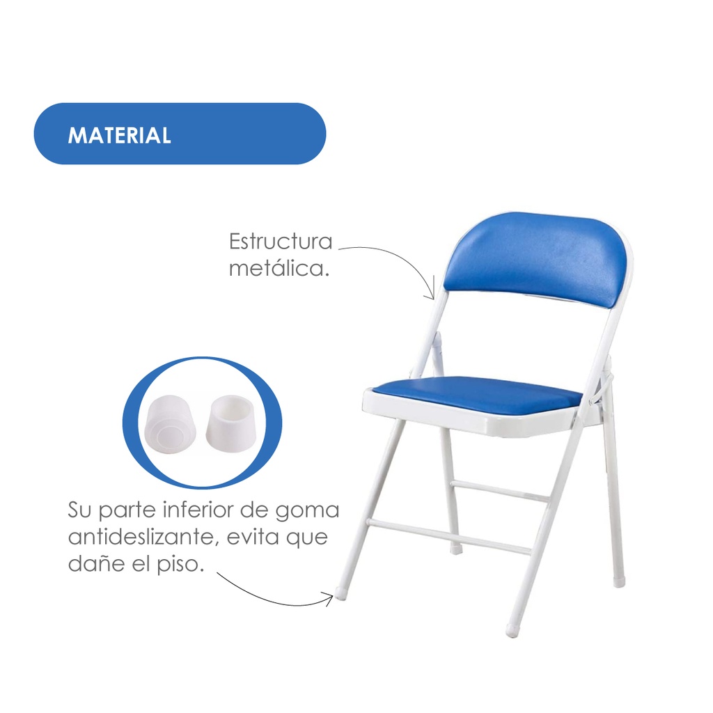 Silla plegable acojinada  Azul