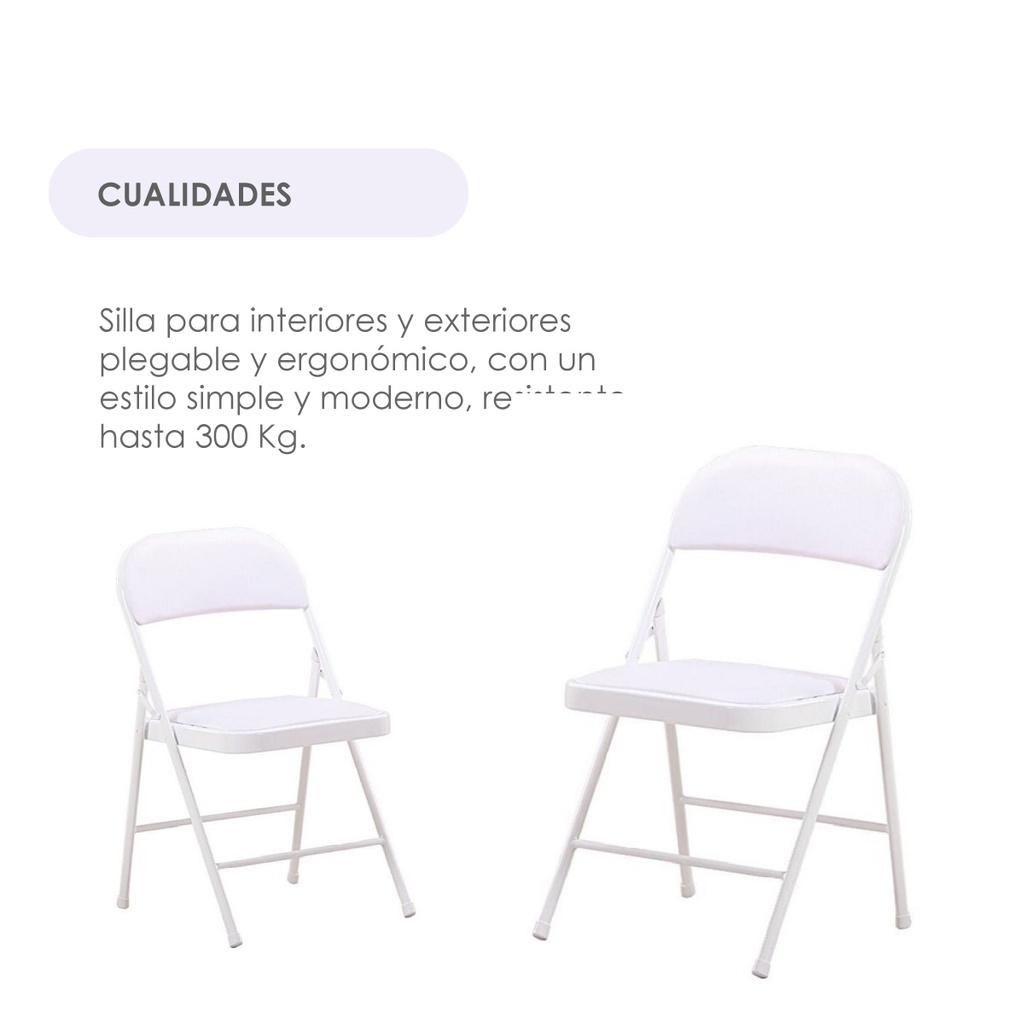 Silla plegable acojinada  Blanca