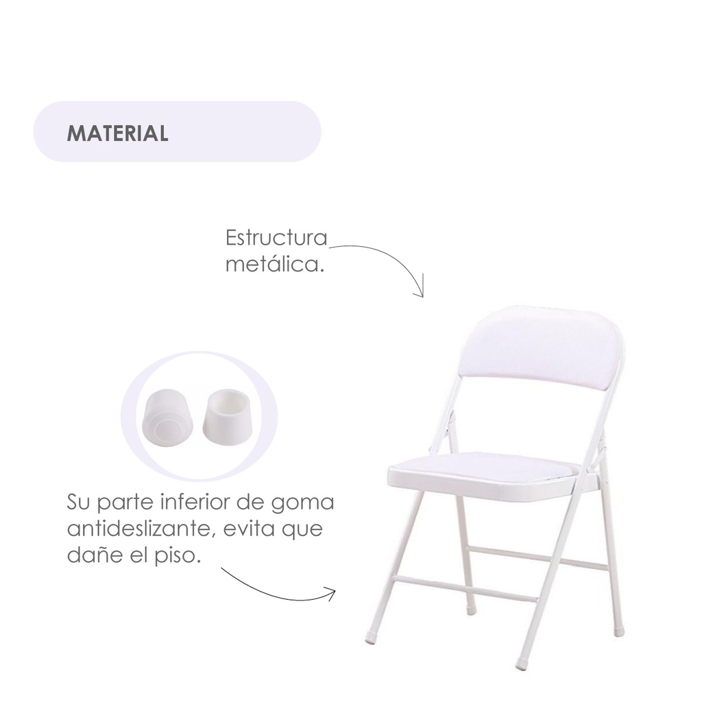 Silla plegable acojinada  Blanca