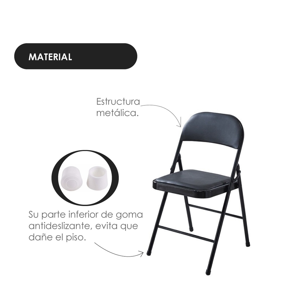 Silla plegable acojinada  Negro