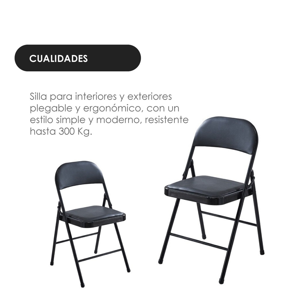Silla plegable acojinada  Negro