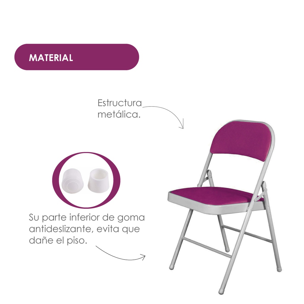 Silla plegable acojinada Morada  