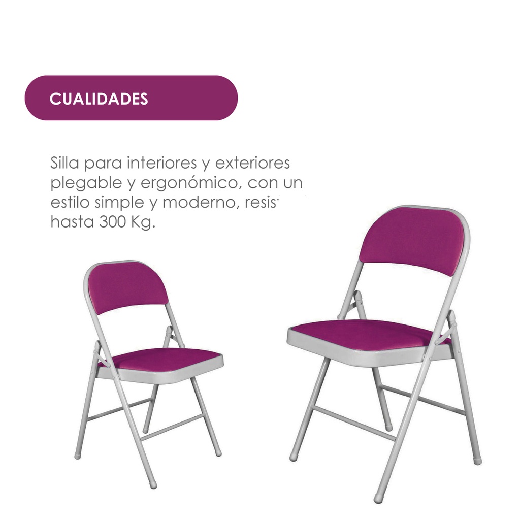 Silla plegable acojinada Morada  