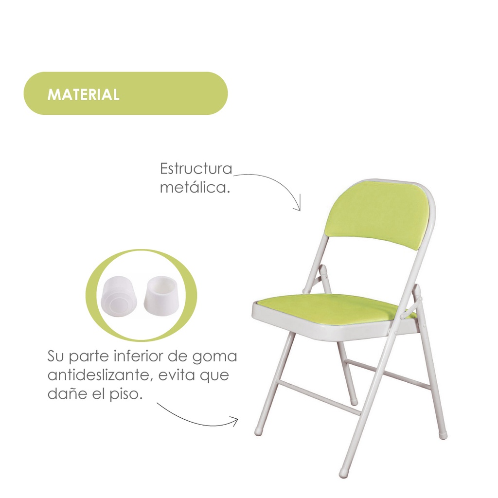 Silla plegable acojinada Verde limón
