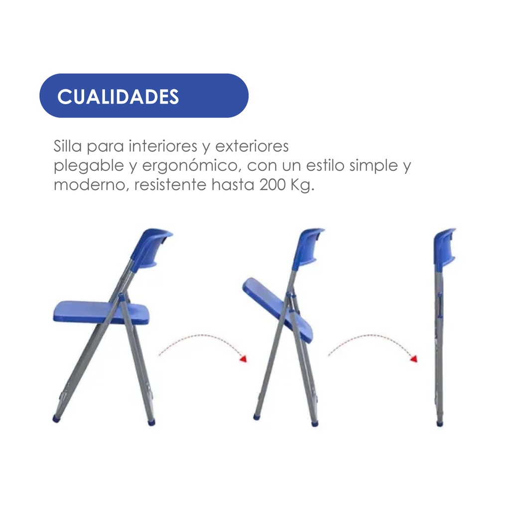 Silla plegable para exteriores apilable Azul
