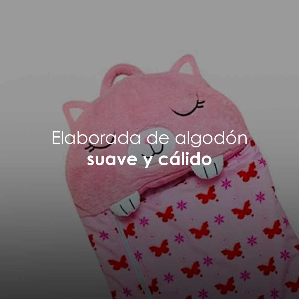 Bolsa de dormir 2 en 1 para niño Gato rosa