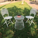 Silla metálica para exteriores jardín tipo jaula color blanco