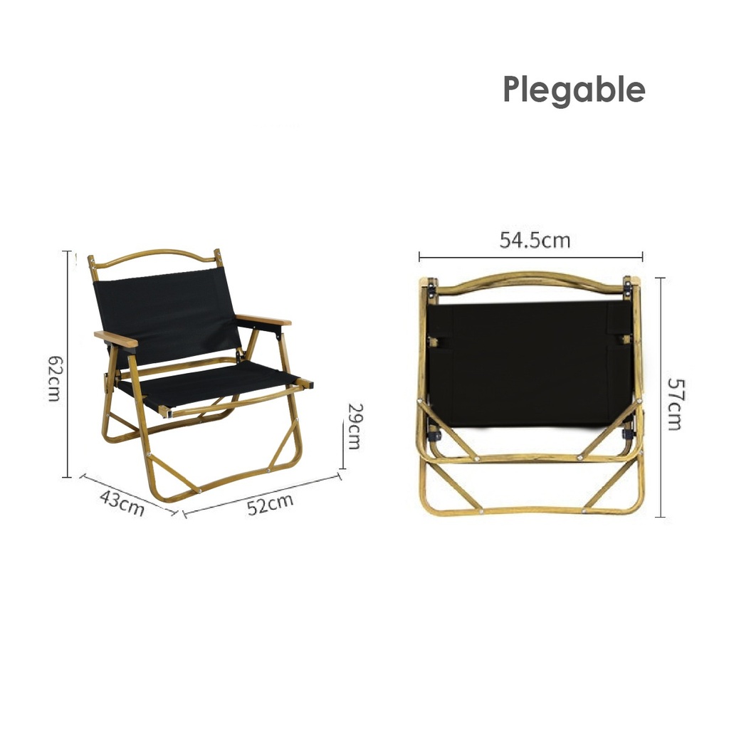 Silla plegable camping de metal negra