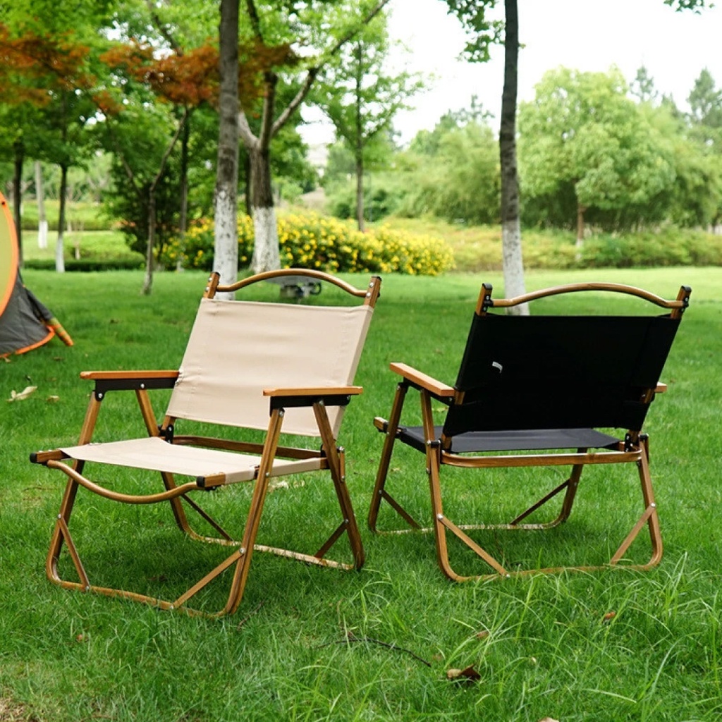 Silla plegable camping de metal negra