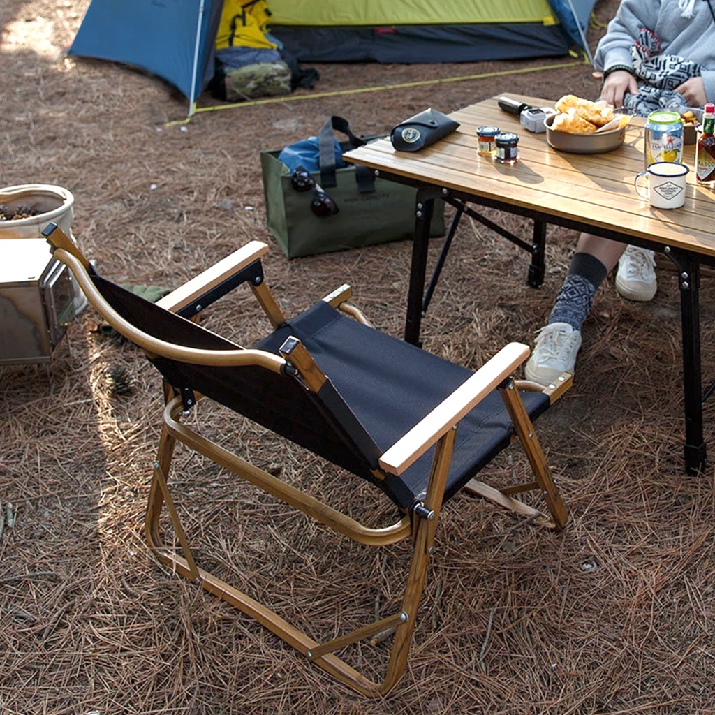 Silla plegable camping de metal negra