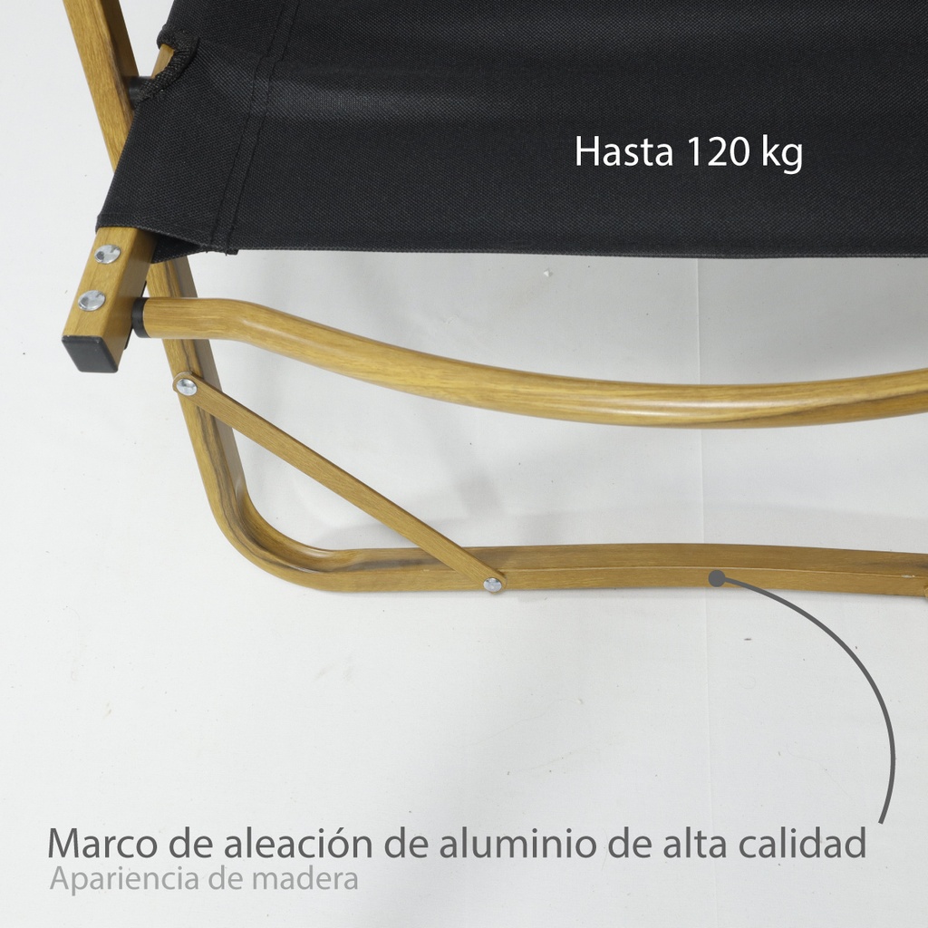 Silla plegable camping de metal negra