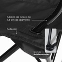 Silla plegable impermeable con funda y portavasos Negro